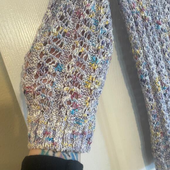 ST JOHN SPORT Multi-Season Blue Multi Open Knit Pullover Sweater PETITE - Picture 7 of 15